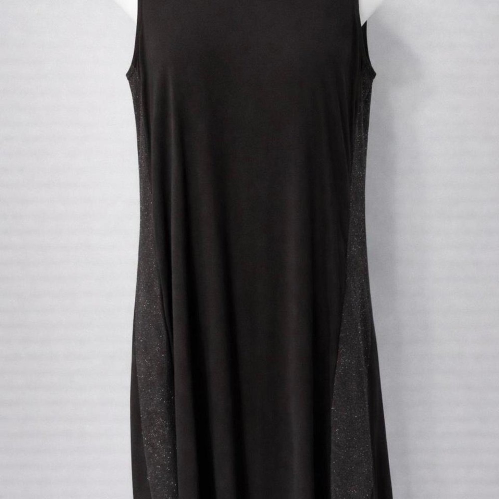 NWT Black sleeveless midi dress‎ with glittery side panels